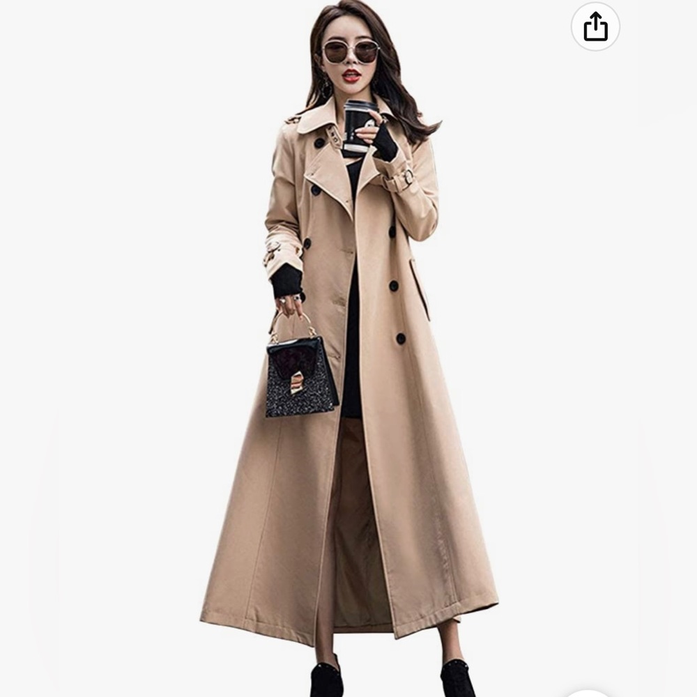 Women's Double Breasted Duster Trench Coat Slim
Full Length Maxi Long Overcoat
